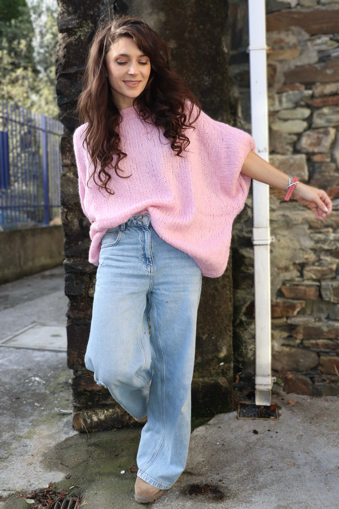 Short sleeve knit jumper (Pink)