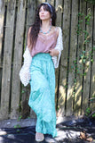 Aqua ornate flowy trousers