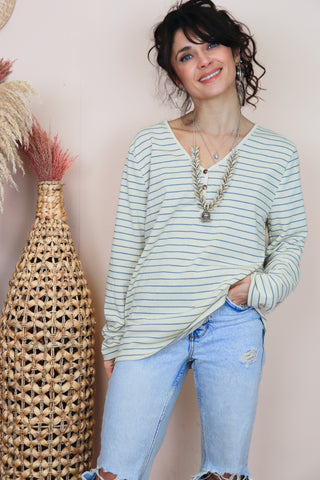 Cotton striped long sleeve tee