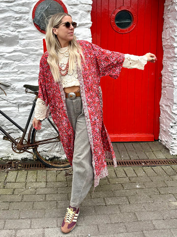 Floral poppy kimono