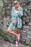 Green crochet kimono