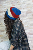 Striped knit beanie (Blue)