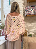 Light pink  flower crochet cardigan
