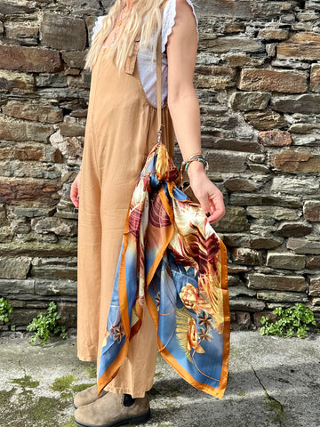 Large floral silky scarf