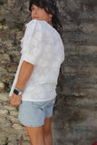 Floral lace collar blouse