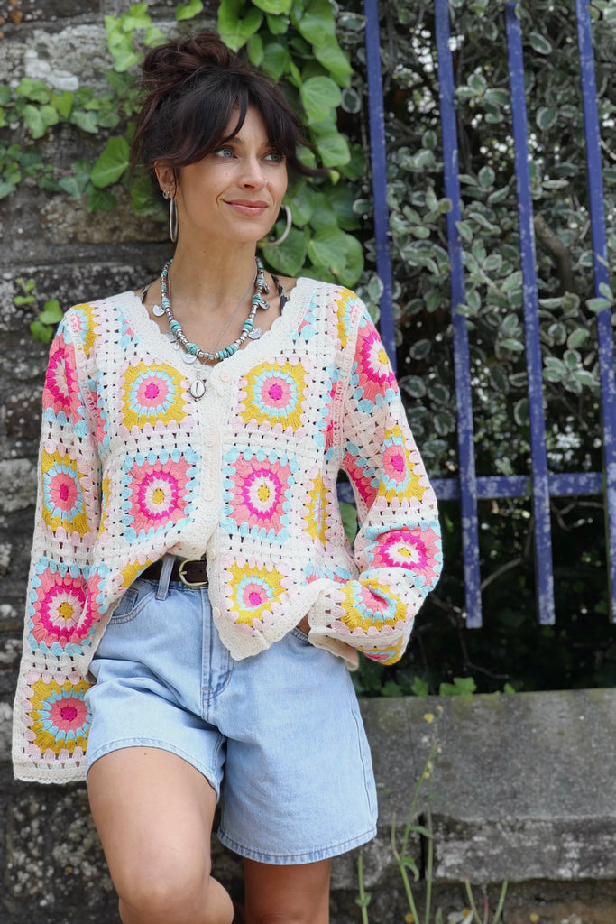 Pastel crochet cardigan