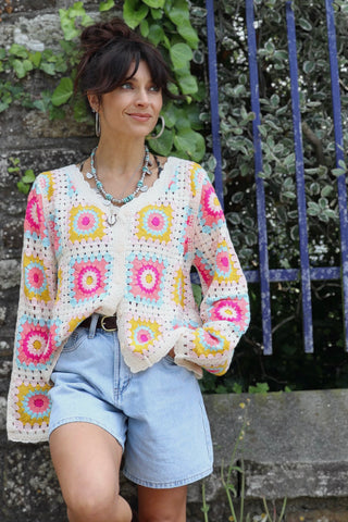 Pastel crochet cardigan