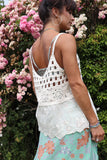 Crochet and broderie trim top