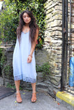 Lace trim racer back slip dress (Dusty blue)
