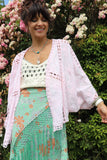 Crochet and embroidered kimono (Pink)