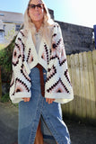 White border diamond granny square cardigan