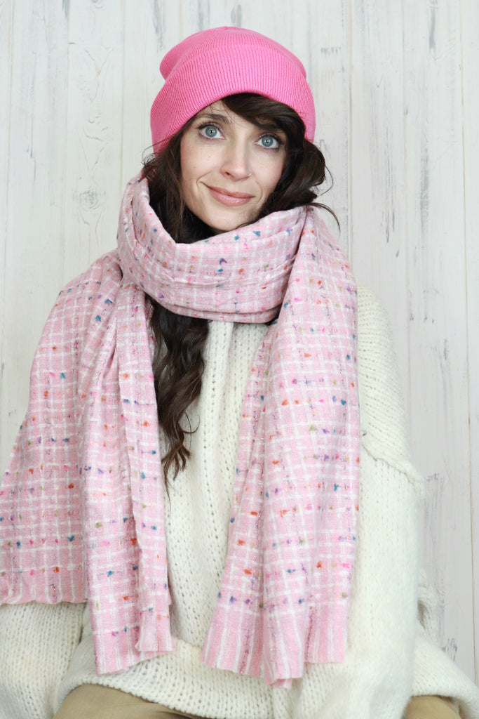 Check speckle scarf (Pink)
