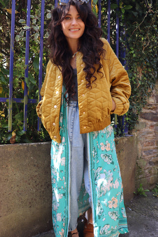 Velvet golden bomber jacket