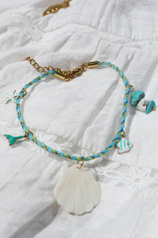 Whale tail and shell beaded bracelet
