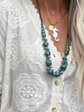 Turquoise ceramic beaded necklace