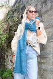 Waffle knit scarf (Blue)