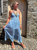 Sequin embellished denim dress