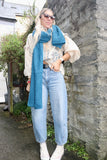 Waffle knit scarf (Blue)