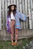 Short floral reversible kimono (Blue)