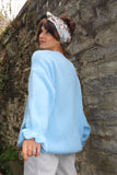 Blue frill sleeve jumper (Blue)