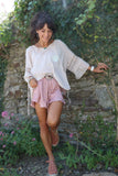 Taupe cotton peasant blouse