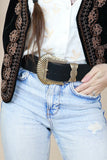 Western buckle stretch belt (Black)