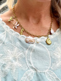 Pink clam shell necklace