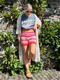 Striped crochet shorts