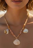 Pink beaded shell necklace