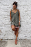 Lace trim linen cami (Khaki)