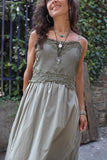 Lace applique khaki dress