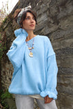 Blue frill sleeve jumper (Blue)