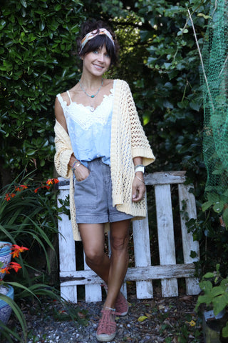 Open knit cardigan (Butter yellow)
