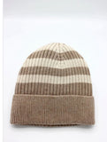 Beige striped beanie