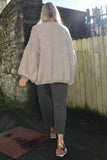 Oversized beige wool cardigan