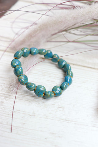 Teal ceramic beaded bracelet