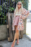 Light pink floral kimono