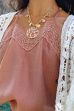Lace trim racer back cami (Peach)