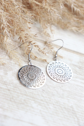 Filigree sun earrings (Silver)