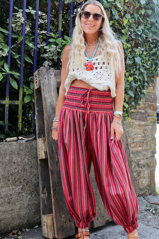 Pink stripe balloon trousers
