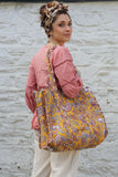 Floral cotton quilted bag (Mustard)