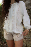 Broderie linen shorts