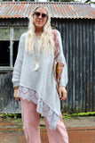 Asymmetrical lace trim long jumper