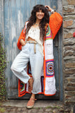 Long crochet patchwork cardigan