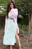 Pink open knit cardigan