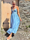 Sequin embellished denim dress