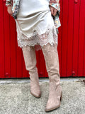 Embellished western knee high boots
