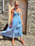 Sequin embellished denim dress
