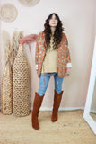 Floral quilted tie jacket