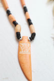 Orange beaded horn necklace